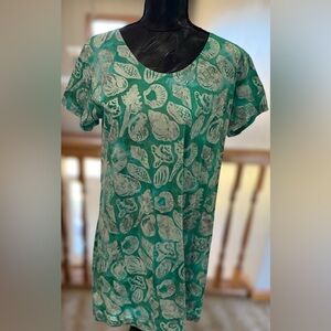 Rum Reggae Green Seashell Print Cotton Shift Dress Small NWT Beach